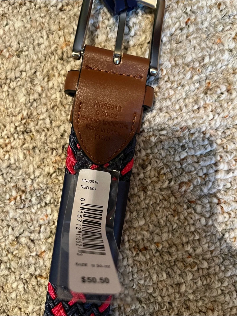 NEW Penguin men’s braided belt blue/red Small 30-32
